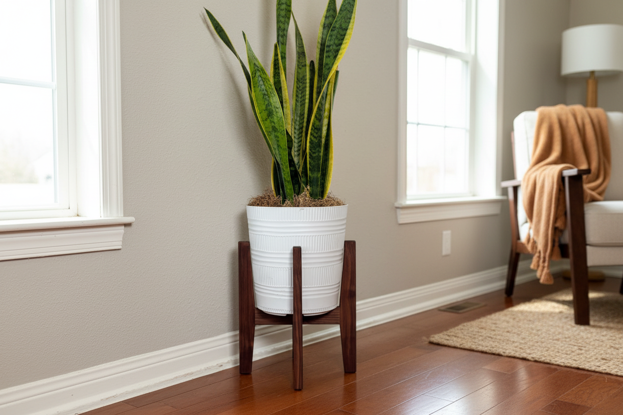 Finished Plant Stand in Home Setting